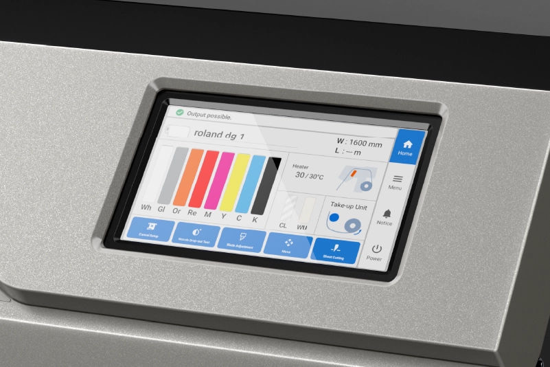 7-Zoll-Touchscreen der Roland TrueVIS MG2-Serie für automatisierte Bedienung